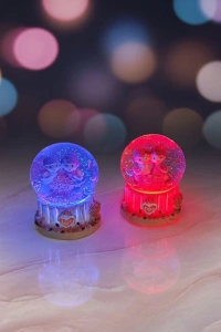 Işıklı Mini Kar Küresi - Çift Temalı - Pilli - Dekoratif - Romantik Hediyelik
