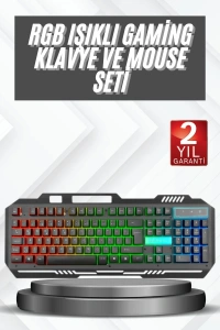 Işıklı  Q Klavye Mouse Seti Siyah   Klavye