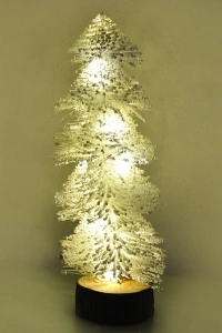 Işıklı Simli Dekoratif Beyaz Çam Ağacı - 30cm -