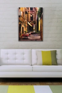 İtalya Pizza Dükkanı Kanvas Tablo 50 x 70