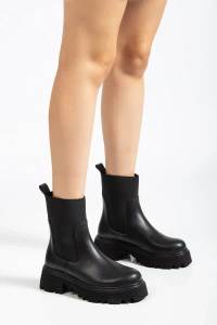 K-815 Siyah Lastikli Yüksek Tabanlı Günlük Kadın Bot