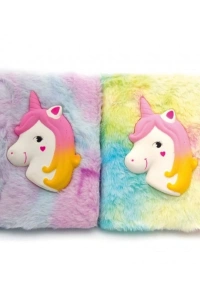 Kabartmalı Unicorn Tasarımlı Peluş Hatıra Defteri