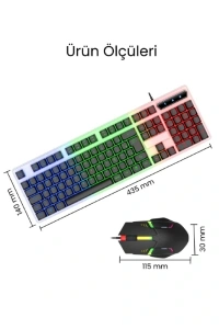 Kablolu Işıklı Gaming Standart Türkçe Q Klavye Ve Mouse Seti
