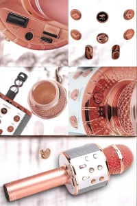 Kablosuz Bluetooth Karaoke Mikrofon USB ve AUX Girişli, Yüksek Ses Kalitesi