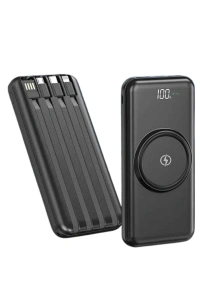 Kablosuz Çoklu Şarj Girişli 10.000 Mah Kablolu Powerbank Taşınabilir