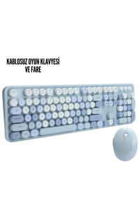 Kablosuz Klavye Mouse Seti mavi