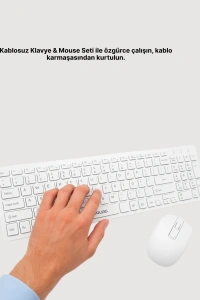 Kablosuz Klavye ve Mouse Seti - Ergonomik Tasarım, Sessiz Kullanım, Geniş Uyumluluk