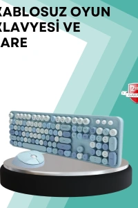 Kablosuz Klavye ve Mouse Seti – Sessiz Tuş, Retro Tasarım