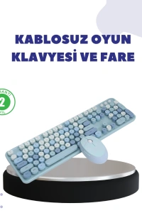 Kablosuz Retro Klavye ve Mouse Seti – 104 Tuşlu, Sessiz Yazım