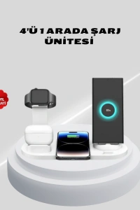 Kablosuz Şarj İstasyonu 4’ü 1 Arada iPhone Watch ve AirPods Uyumlu