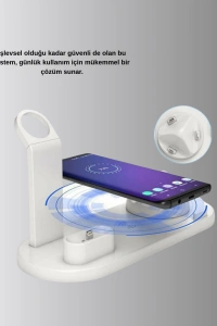 Kablosuz Şarj İstasyonu 4’ü 1 Arada iPhone Watch ve AirPods Uyumlu