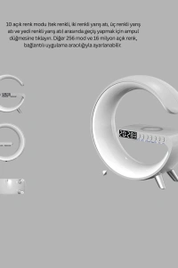 Kablosuz Şarjlı Atmosfer Lambası Bluetooth Hoparlör ve Akıllı Alarm Özellikli