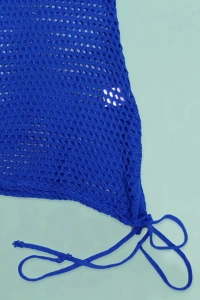 Kadın Askılı Eteği Büzgü Bağlama Detay Delikli örme Triko Pareo Elbise