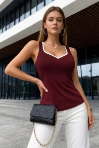 Kadın Askılı Kalp V Yakalı Dalgıç Bluz