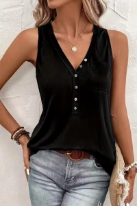 Kadın Askılı önden Düğmeli Viskon Bluz