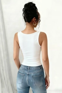 Kadın Askılı V Dantel Yakalı Viskon Bluz