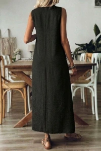 Kadın Askılı V Yakalı Uzun Elbise