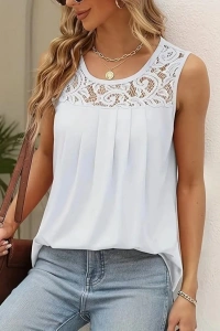 Kadın Askılı Yuvarlak Yaka Dantel Detaylı Viskon Bluz
