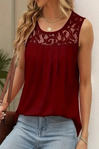 Kadın Askılı Yuvarlak Yaka Dantel Detaylı Viskon Bluz