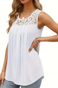 Kadın Askılı Yuvarlak Yaka Dantel Detaylı Viskon Bluz