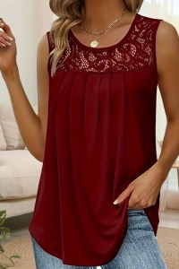 Kadın Askılı Yuvarlak Yaka Dantel Detaylı Viskon Bluz