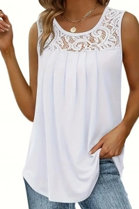 Kadın Askılı Yuvarlak Yaka Dantel Detaylı Viskon Bluz