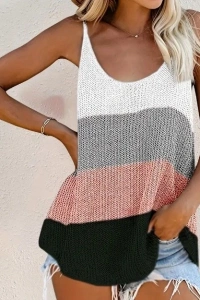 Kadın Askılı Yuvarlak Yaka Salaş Triko Bluz