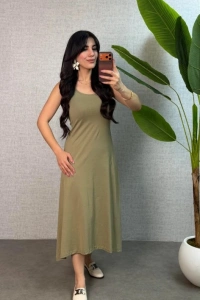 Kadın Askılı Yuvarlak Yaka Süprem Kumaş Elbise