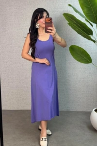 Kadın Askılı Yuvarlak Yaka Süprem Kumaş Elbise