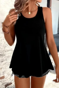 Kadın Askılı Yuvarlak Yakalı Arkası şerit Detaylı Viskon Bluz