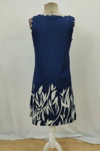 Kadın Askılı Yuvarlak Yakalı Yaprak Desenli Dalgıç Elbise