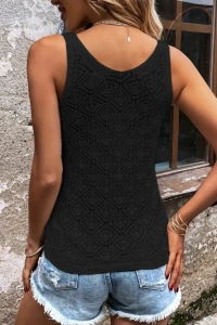 Kadın Baklava Desen Detaylı Kalın Askılı Triko Bluz