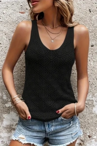 Kadın Baklava Desen Detaylı Kalın Askılı Triko Bluz