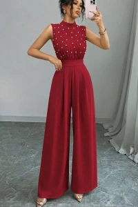 Kadın Balıkçı Yaka Kolsuz Incili Beli Kuşaklı Uzun Janjan Tulum