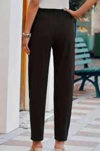 Kadın Beli Lastikli Keten Pantolon