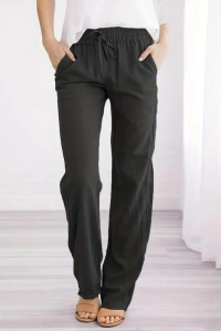 Kadın Beli Lastikli Keten Pantolon