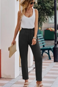 Kadın Beli Lastikli Keten Pantolon