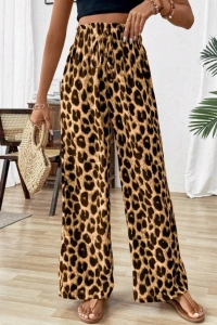 Kadın Beli Lastikli Leopar Desen Süprem Pantolon