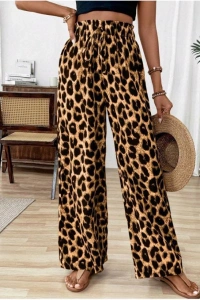 Kadın Beli Lastikli Leopar Desen Süprem Pantolon