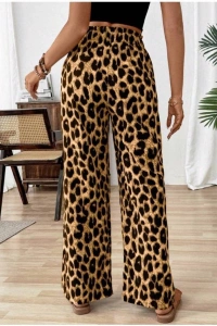 Kadın Beli Lastikli Leopar Desen Süprem Pantolon