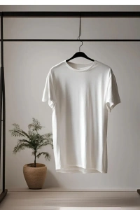 Kadın Bisiklet Yaka Oversize T-shirt Kırık Beyaz