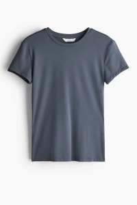 Kadın Bisiklet Yaka Regular Kalıp T-shirt Antrasit