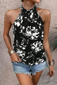 Kadın çiçek Desenli Mikro Kumaş Bluz