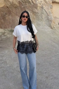 Kadın Dantelli Modal Kumaş Bluz