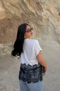 Kadın Dantelli Modal Kumaş Bluz