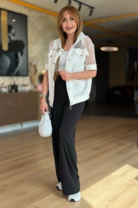 Kadın Fileli Kapüşonlu Modal Ceket