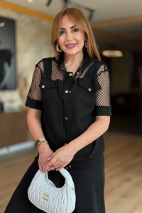 Kadın Fileli Kapüşonlu Modal Ceket