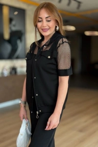 Kadın Fileli Kapüşonlu Modal Ceket