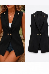 Kadın Gold Düğmeli Blazer Yaka Ceket