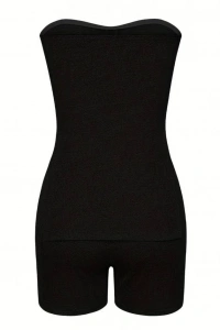 Kadın Iki Yanı Yırtmaçlı Straplez Bluz şort Tayt Kaşkorse Ikili Takım